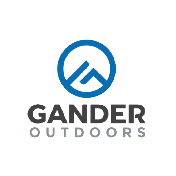 A blue and gray logo for gander outdoors