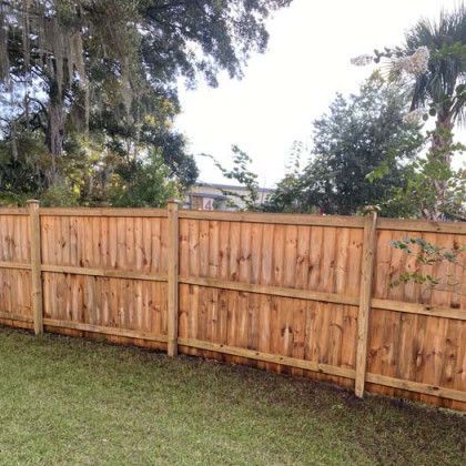 Newly constructed wooden fence