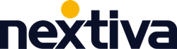 The Nextiva logo, navy text with a yellow circle above the 