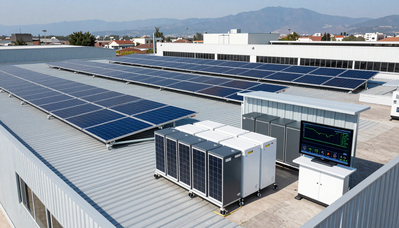 Sistema fotovoltaico híbrido industrial con almacenamiento de energía