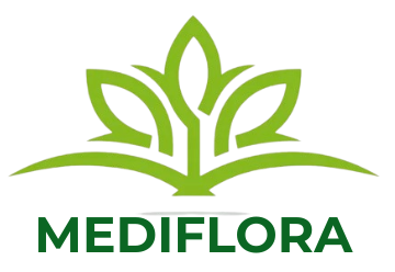 Logo con fiore stilizzato verde con la parola 