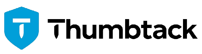 The logo for thumbtack is a blue shield with a t on it.