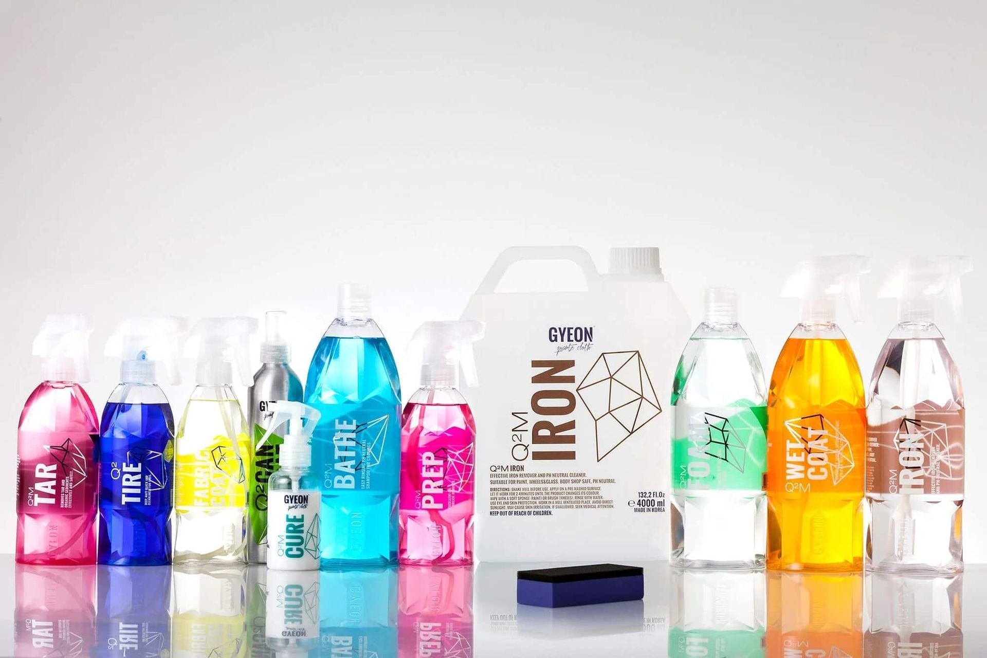 A Group Of Bottles Of Cleaning Products Are Lined Up On A Table — The Works Auto Salon In East Bendigo, VIC