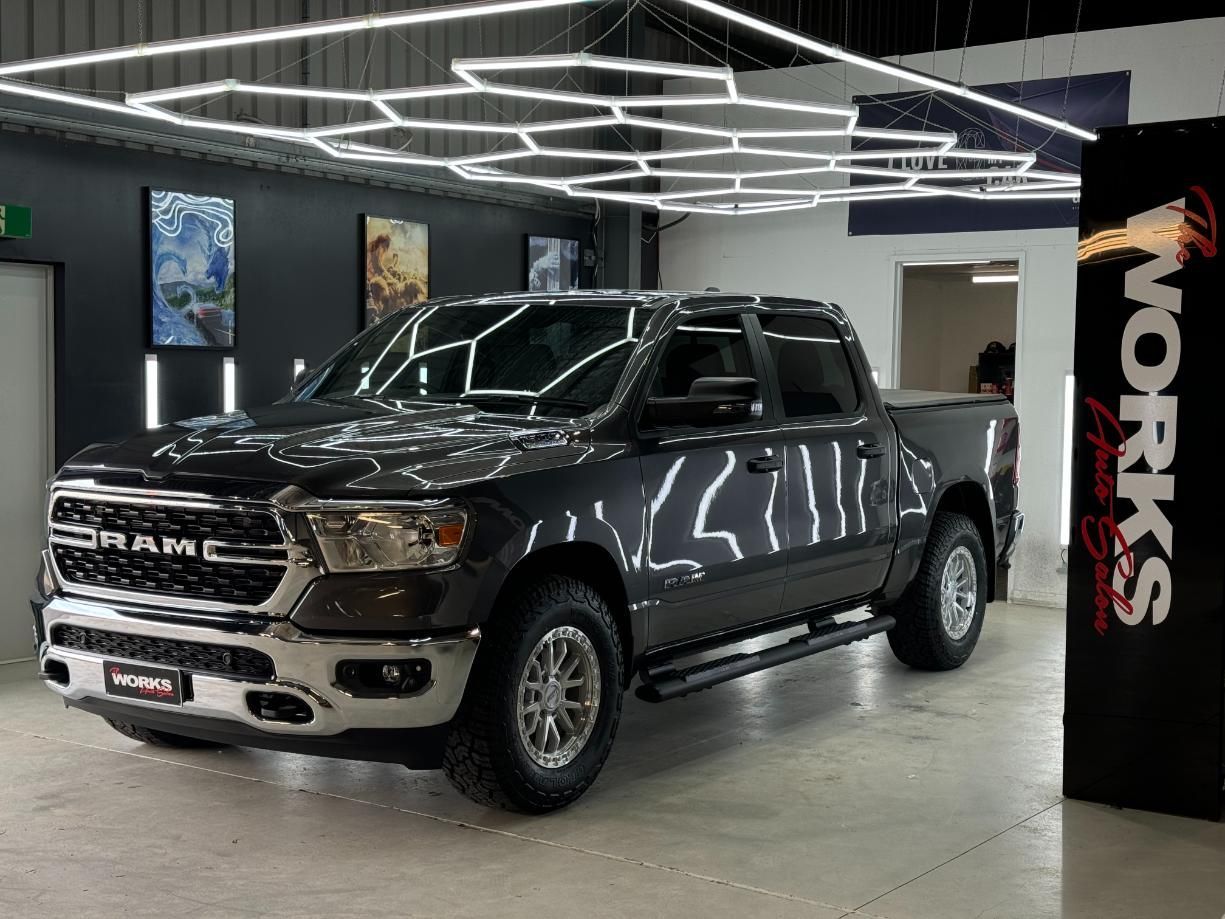 A Black Ram Truck Is Parked In A Showroom — The Works Auto Salon In East Bendigo, VIC