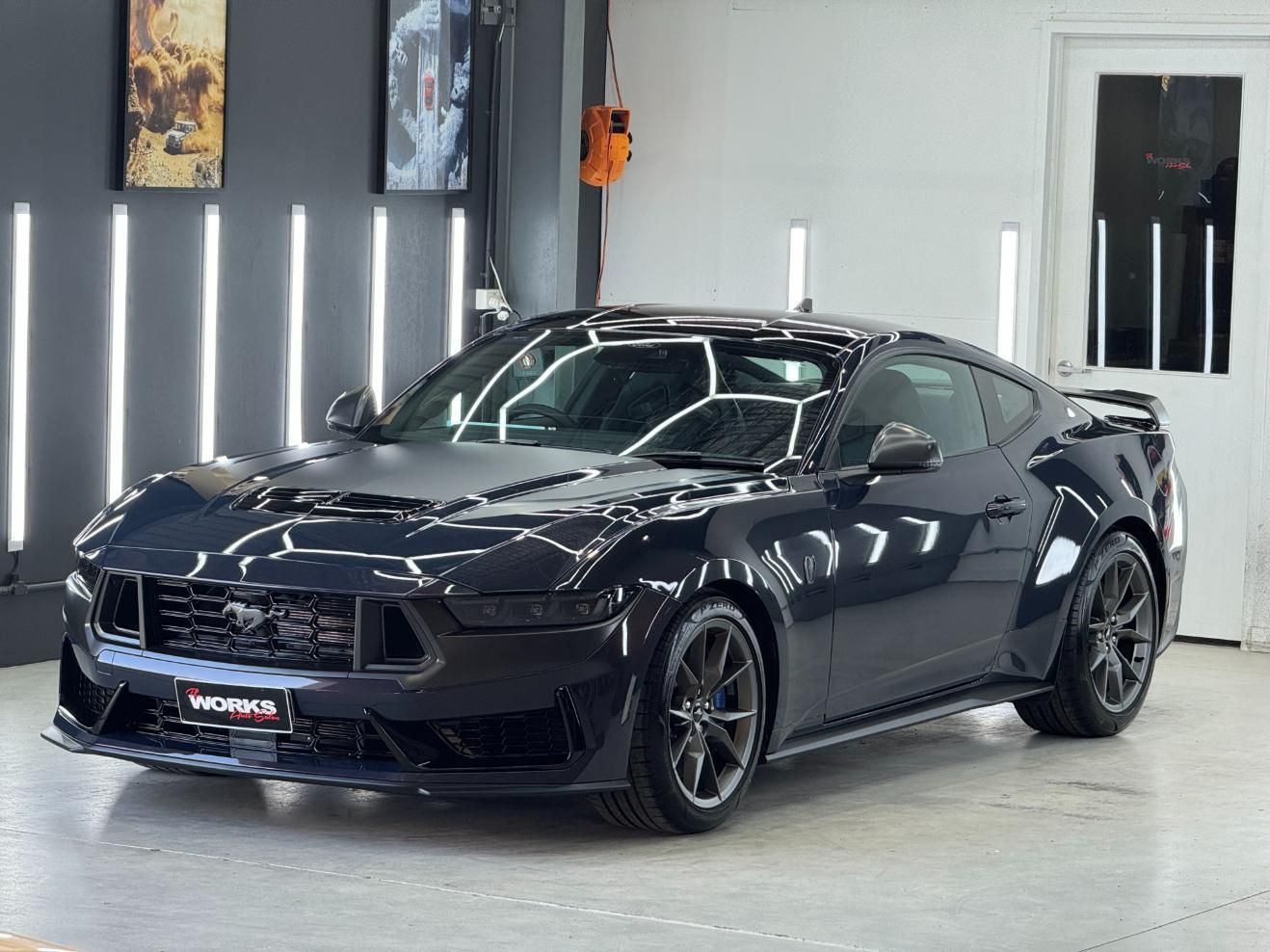 A Black Ford Mustang Is Parked In A Garage — The Works Auto Salon In East Bendigo, VIC