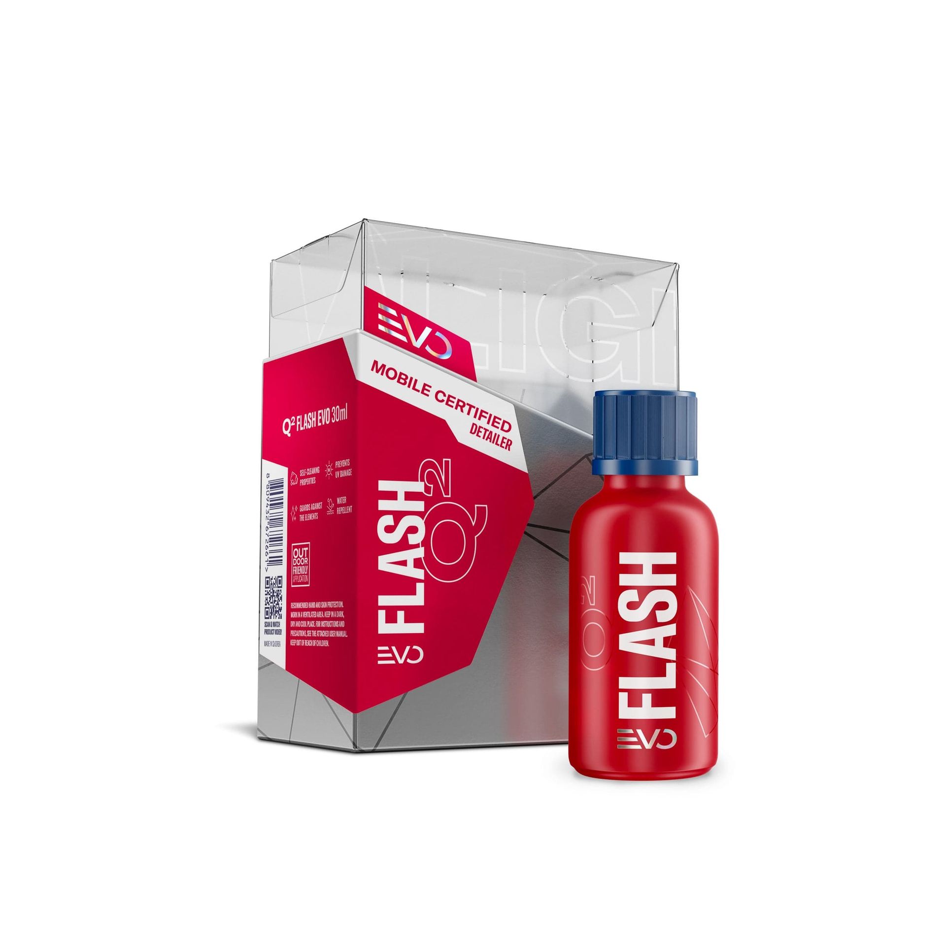 A Bottle of Evo Flash Next to a Box on a White Background — The Works Auto Salon In East Bendigo, VIC