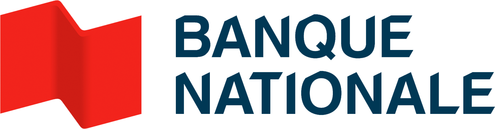 Un logo pour la banque nationale avec une flèche rouge au milieu.