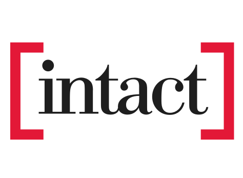The intact logo is a black and red logo on a white background.