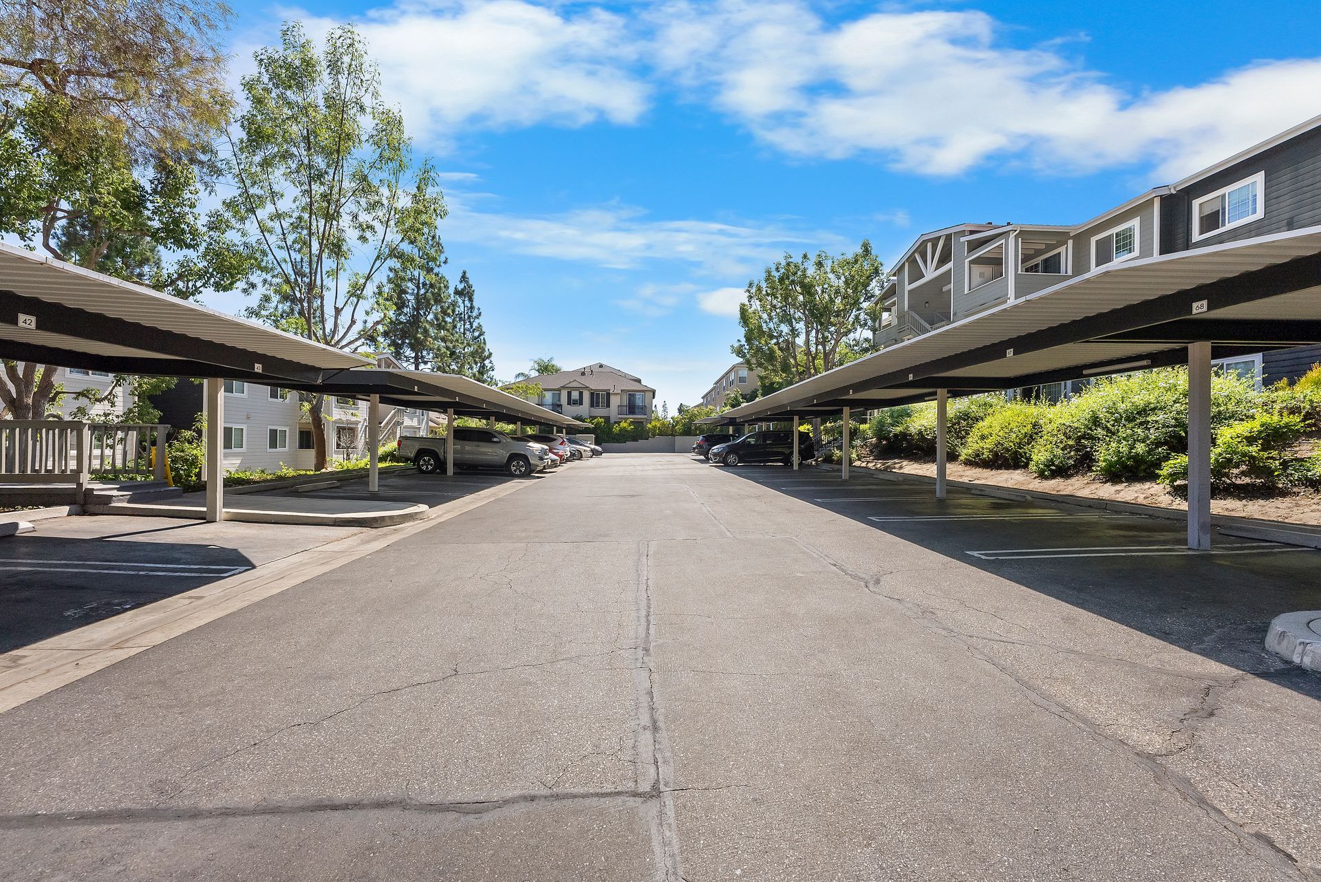 Covered parking and lot