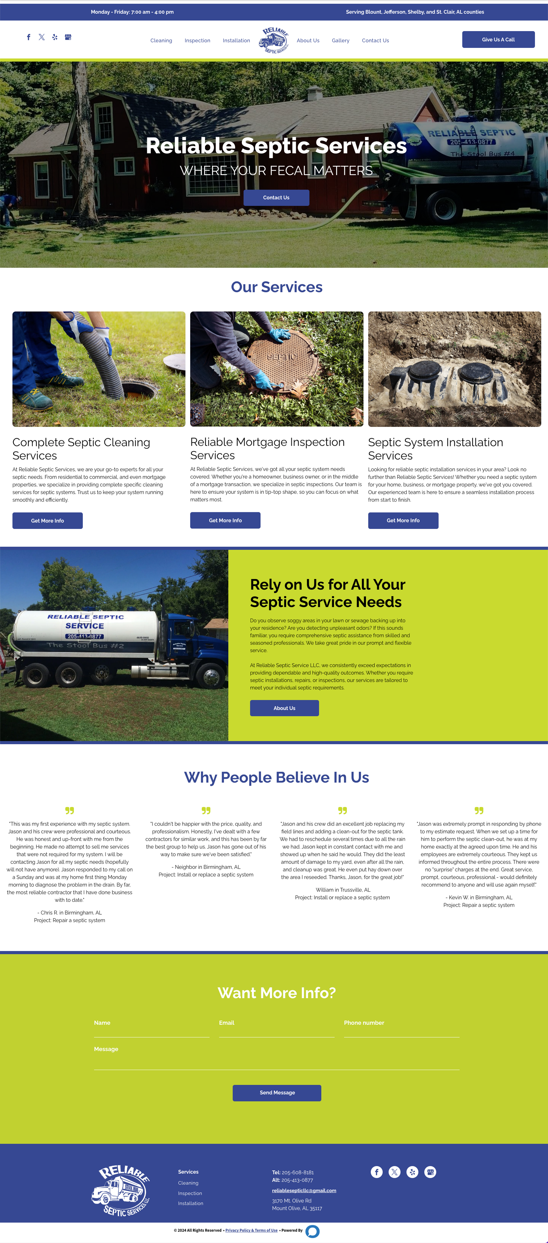 Reliable Septic Services in Mt Olive, AL