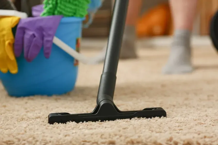 Vacuum Cleaner Head Cleaning a Beige Carpet — Phil Lindfield's Big Red Carpet Cleaning In Forster, NSW