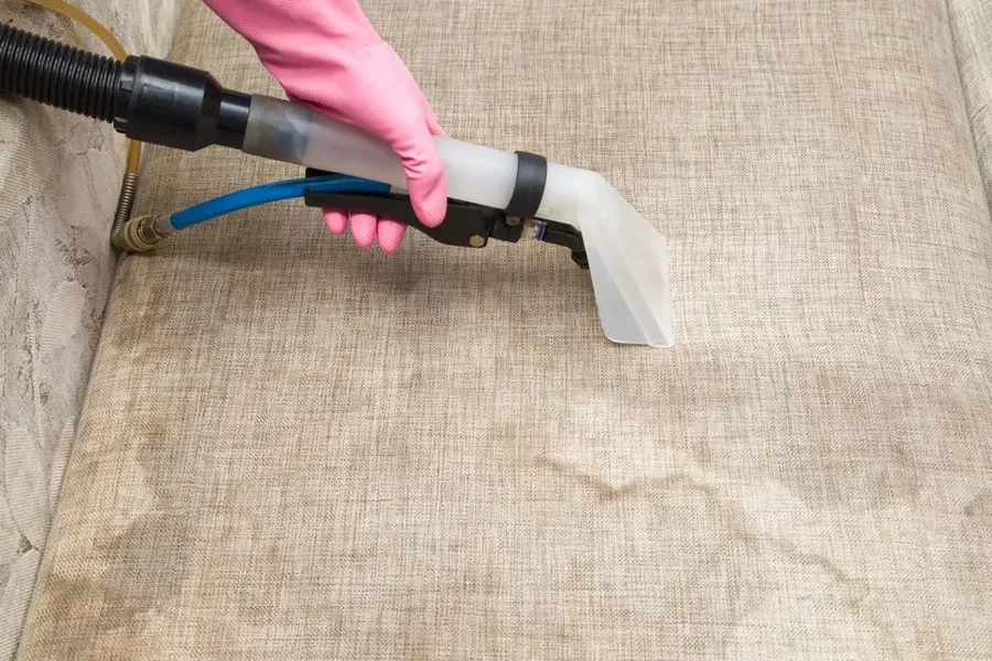 Person Wearing Pink Gloves Cleaning — Phil Lindfield's Big Red Carpet Cleaning In Tuncurry, NSW