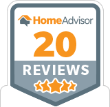 A home advisor badge with 20 reviews and three stars
