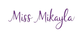 Miss Mikayla logo in elegant purple handwritten script signature