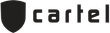a black and white logo for cartel works with a shield on a white background .