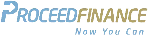 A logo for proceed finance that says now you can