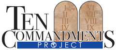 A logo for the ten commandments project with a picture of the ten commandments