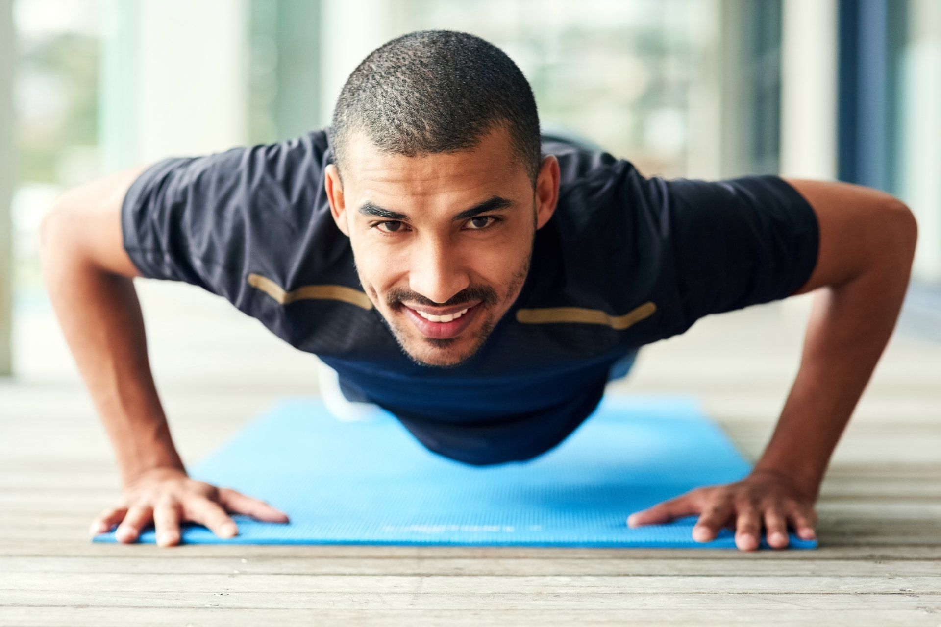 Man getting ready for THE PUSH-UP CHALLENGE for mental health support