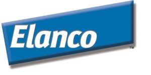 A blue elanco logo on a white background