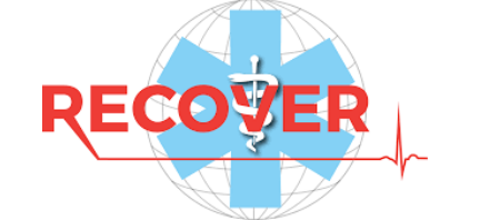 A logo for a company called recover with a medical symbol on a globe.