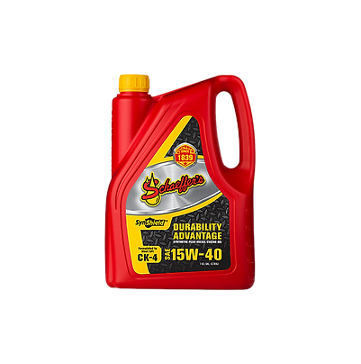 A red bottle of oil with a yellow cap on a white background.