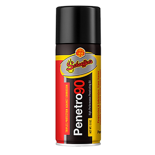 A can of penetra90 oil is on a white surface.