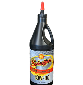 A bottle of schaeffler 's 80w-90 is on a white background.