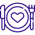 A plate with a heart in the middle of it and utensils.