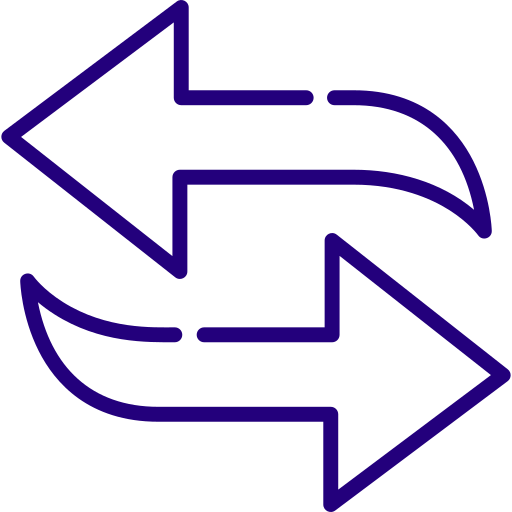 Two arrows pointing in opposite directions on a white background.