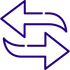 Two arrows pointing in opposite directions on a white background.