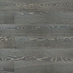 Dark gray wood-grain flooring with lighter, swirling patterns.