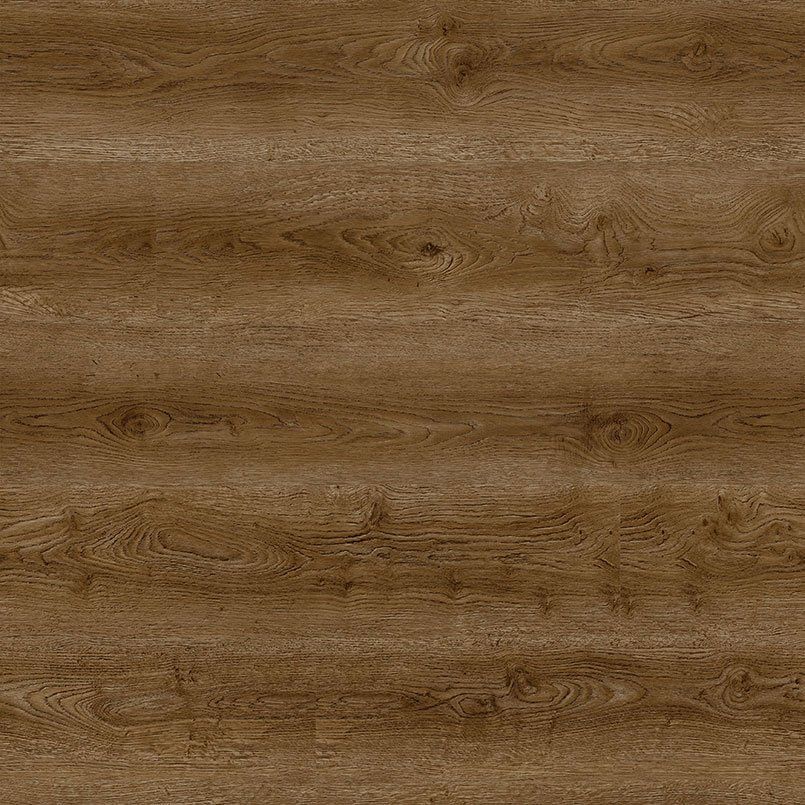 Wood grain background in shades of brown with visible knots and texture.