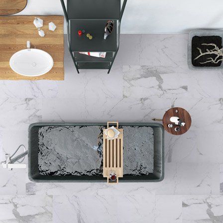 white marble style flooring