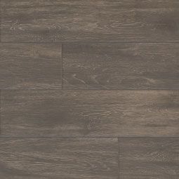Dark brown wood flooring with textured grain.