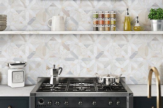 Athena Gold backsplash tile kitchen