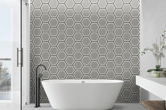 interior design bathroom hexagon tile