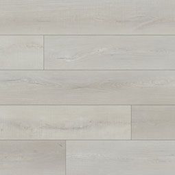 Light gray, wood-look flooring. Horizontal planks with visible grain and subtle variations.