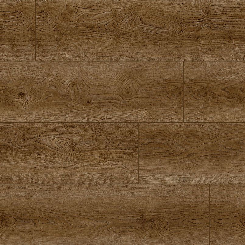 Brown wood-grain flooring with horizontal planks.