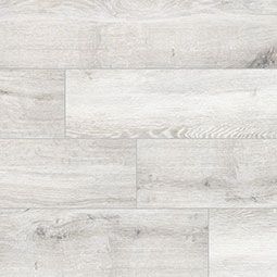 White and gray wood-look flooring; planks arranged horizontally, showing wood grain and slight variations in color.