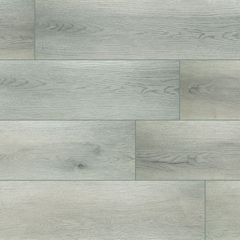 Light gray wood-look flooring with visible grain and rectangular planks.