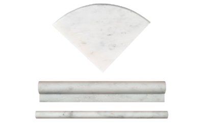 Marble corner shelf, pencil molding, and quarter round molding.