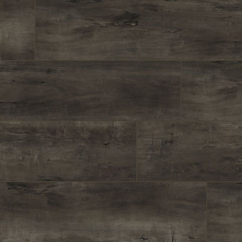 Dark brown wood-look flooring with varied grain patterns.