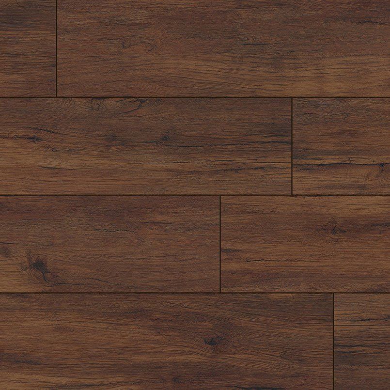 Dark brown wood flooring planks.