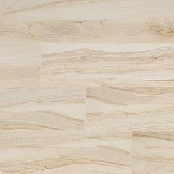 Light wood-look flooring with swirling grain patterns in shades of beige and tan.