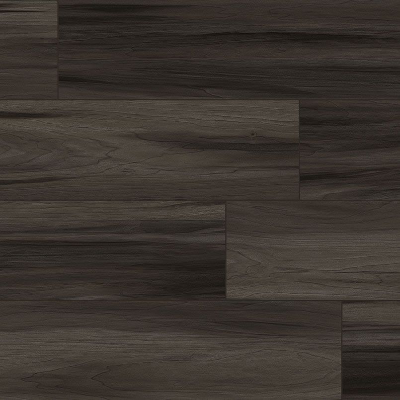 Dark brown wood-look flooring with visible grain patterns.