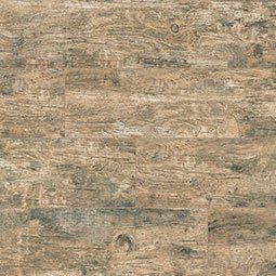 Wood-look flooring in various shades of brown and gray with a textured appearance.