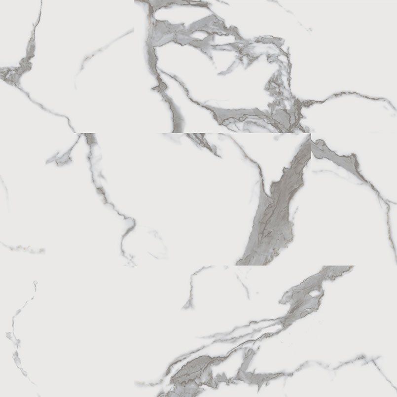 White marble tile with gray veining.