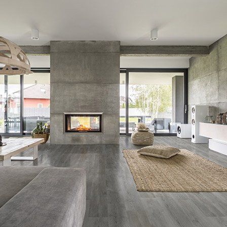 modern grey room fire place