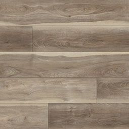Wood-look flooring in neutral brown tones with prominent wood grain.