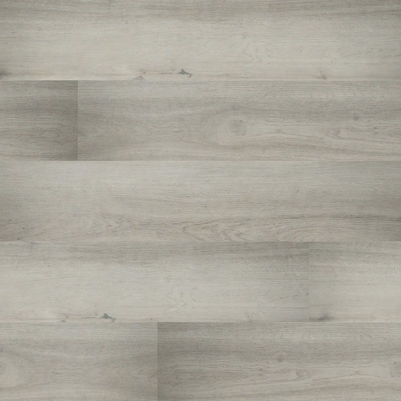 Light gray wood-look flooring with subtle grain patterns, arranged horizontally.